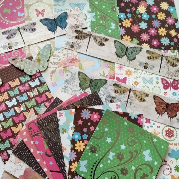 Butterfly Theme Craft Paper Pack of 52 Items for Scrapbooks/Junk Journals - Picture 1 of 3